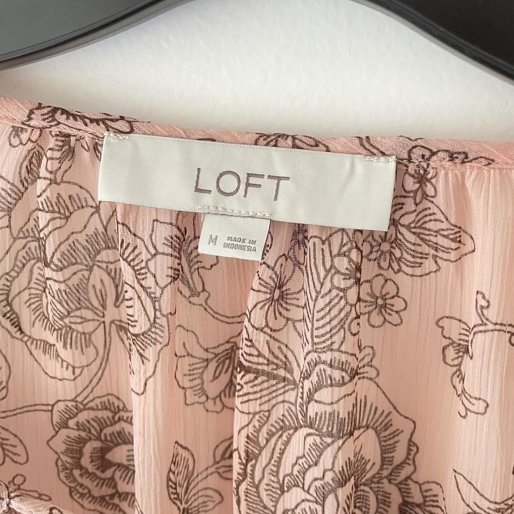 Blush Floral Lace Up Blouse Women's M Romantic Coquette Peasant Top - Picture 7 of 9